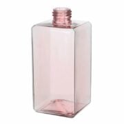300ml/10oz Clear Pink Square PETG Plastic Bottle with 24/410 Neck