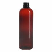 480ml/16oz Amber PET Plastic Cosmo Round Bottle with 28/410 Neck