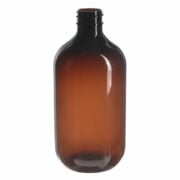 500ml/16 oz Amber PET Plastic Modern Round Bottle with 28/410 Neck