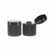 20/415 Black PP Plastic Ribbed Flip Top Cap