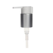 Silver Lotion Pump, 24-410, Spring Outside, Clip Lock, 0.6ml Output - KIWL Plastic