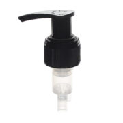 24-410 Black Lotion Pump, Lock Up, Ribbed, Spring Outside, 2ml Output - KIWL Plastic