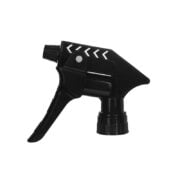 Front view of black high output heavy-duty trigger sprayer, 28-400 neck, 3.5 ml output