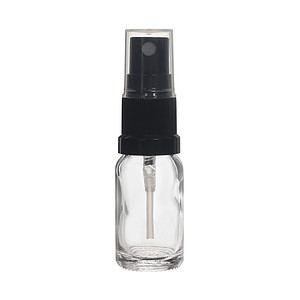 18-415 Fine Mist Sprayer with Glass Bottle - Ribbed - Black- 0.14ml - Image 2