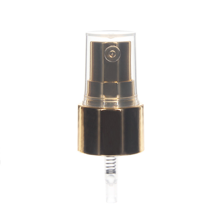 20-410 Fine Mist Sprayer- Gold- UV Electroplating - Clear PP Hood - 0.13ml