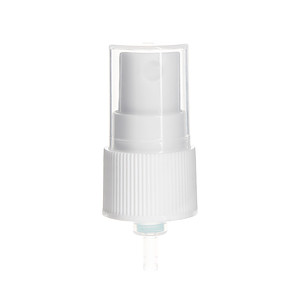 20-410 Fine Mist Sprayer- Ribbed- White- Clear PP Hood- Pump Spring Outside- 0.13ml
