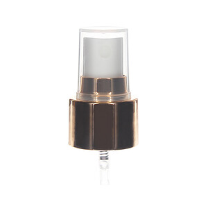 24-410 Fine Mist Sprayer- Gold- UV Electroplating - Clear PP Hood - 0.13ml