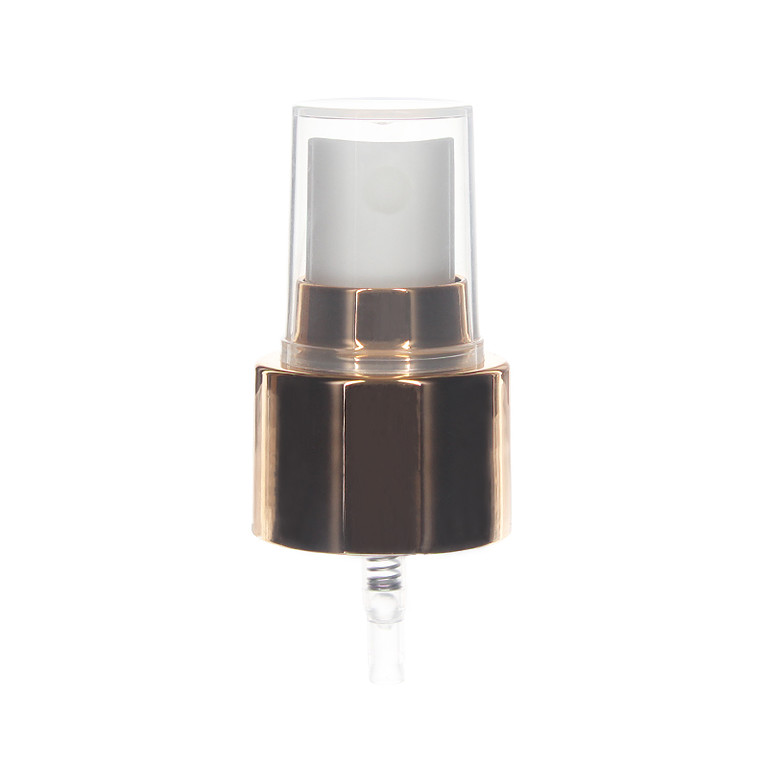 24-410 Fine Mist Sprayer- Gold- UV Electroplating - Clear PP Hood - 0.13ml