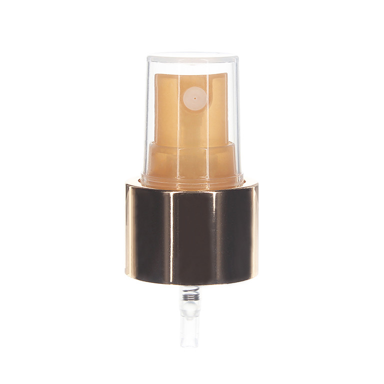 24-410 Fine Mist Sprayer- Smooth- Shiny Gold- Clear PP Hood- 0.13ml