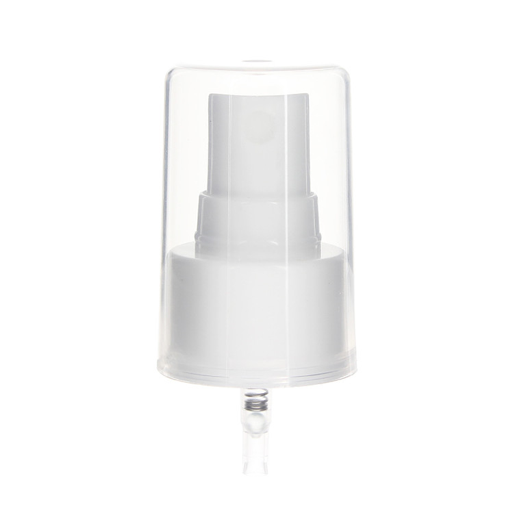 24-410 Fine Mist Sprayer- Smooth- White- Clear PP Full Rounded Hood- 0.13ml