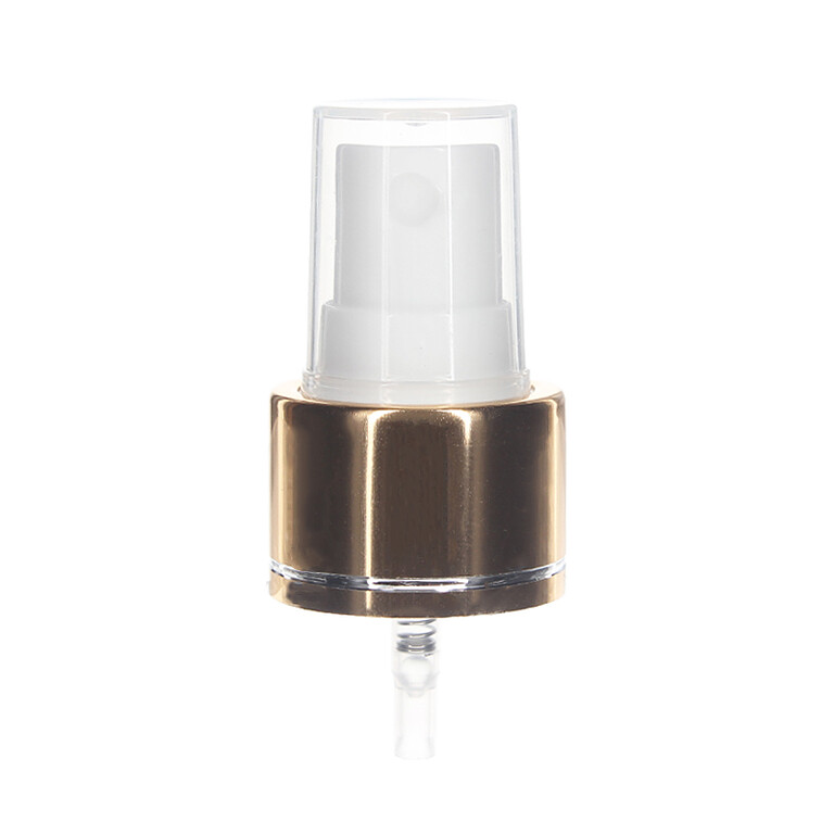 24-410 Fine Mist Sprayer- Smooth- White/ Gold- Clear PP Hood- 0.13ml