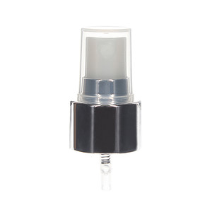 24-410 Fine Mist Sprayer- White/ Silver- UV Electroplating - Clear PP Hood - 0.13ml
