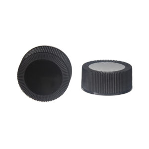 28/400 Black Plastic Ribbed Screw Cap with Liner, Stipple Top - Image 2