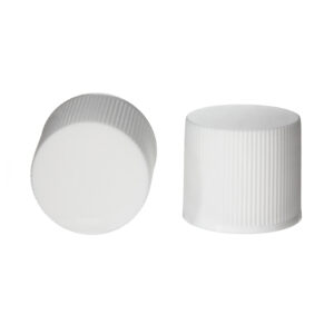 28/415 White Plastic Ribbed Screw Cap with Liner, Stipple Top - Image 2