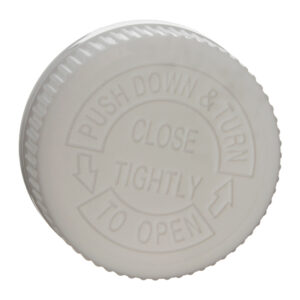 38mm 38-400 White Plastic Ribbed Child Resistant Cap, CRC - Image 3
