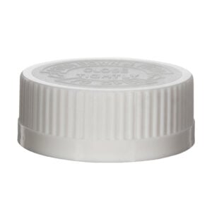 38mm 38-400 White Plastic Ribbed Child Resistant Cap, CRC
