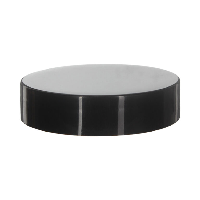 56mm 56-400 Black Plastic Smooth Plain Screw Cap with Liner