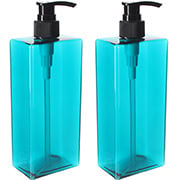 two white HDPE bottles with black lotion pumps